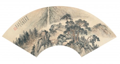 秦祖永 山水扇面 52*18cm