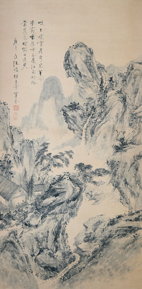 汪曙 山水立軸  136*68cm