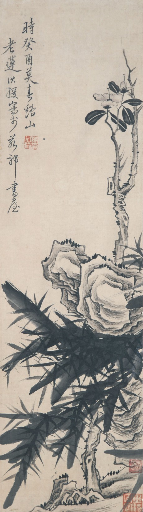 陳洪綬   花鳥(niǎo)立軸 62*18cm