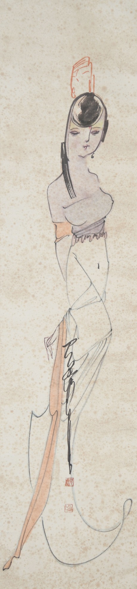 方見(jiàn)塵   人物立軸 134×32CM