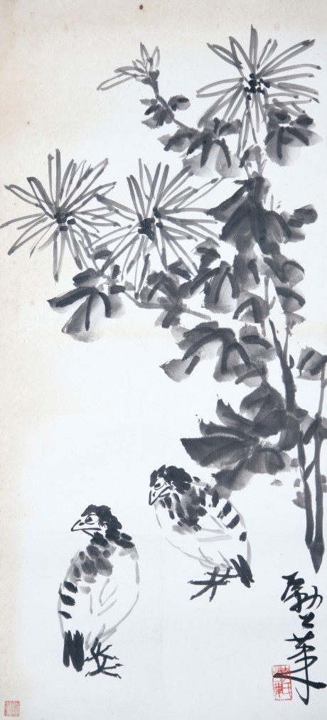 李苦禪  花鳥(niǎo)鏡片 85×38CM