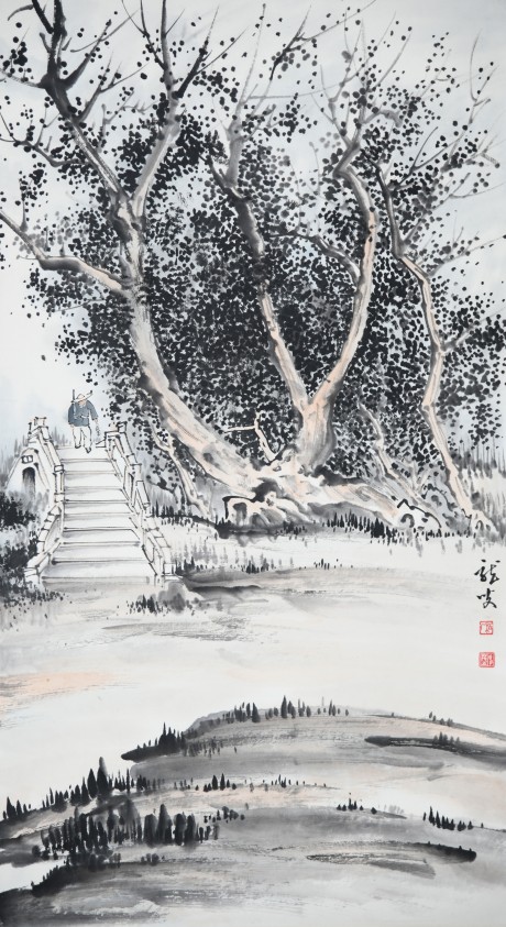 申茂之  山水立軸 80×45CM